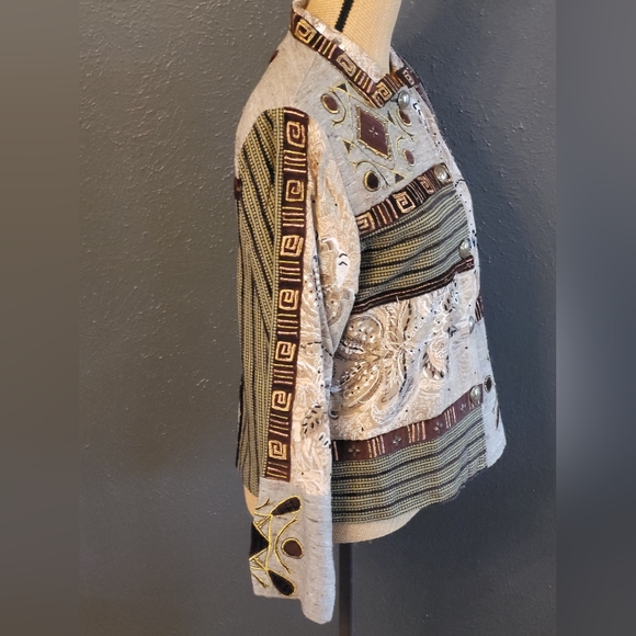 Sandy Starkman Medium Rayon/Silk Earth Toned Wearable Art Jacket - Picture 5 of 10